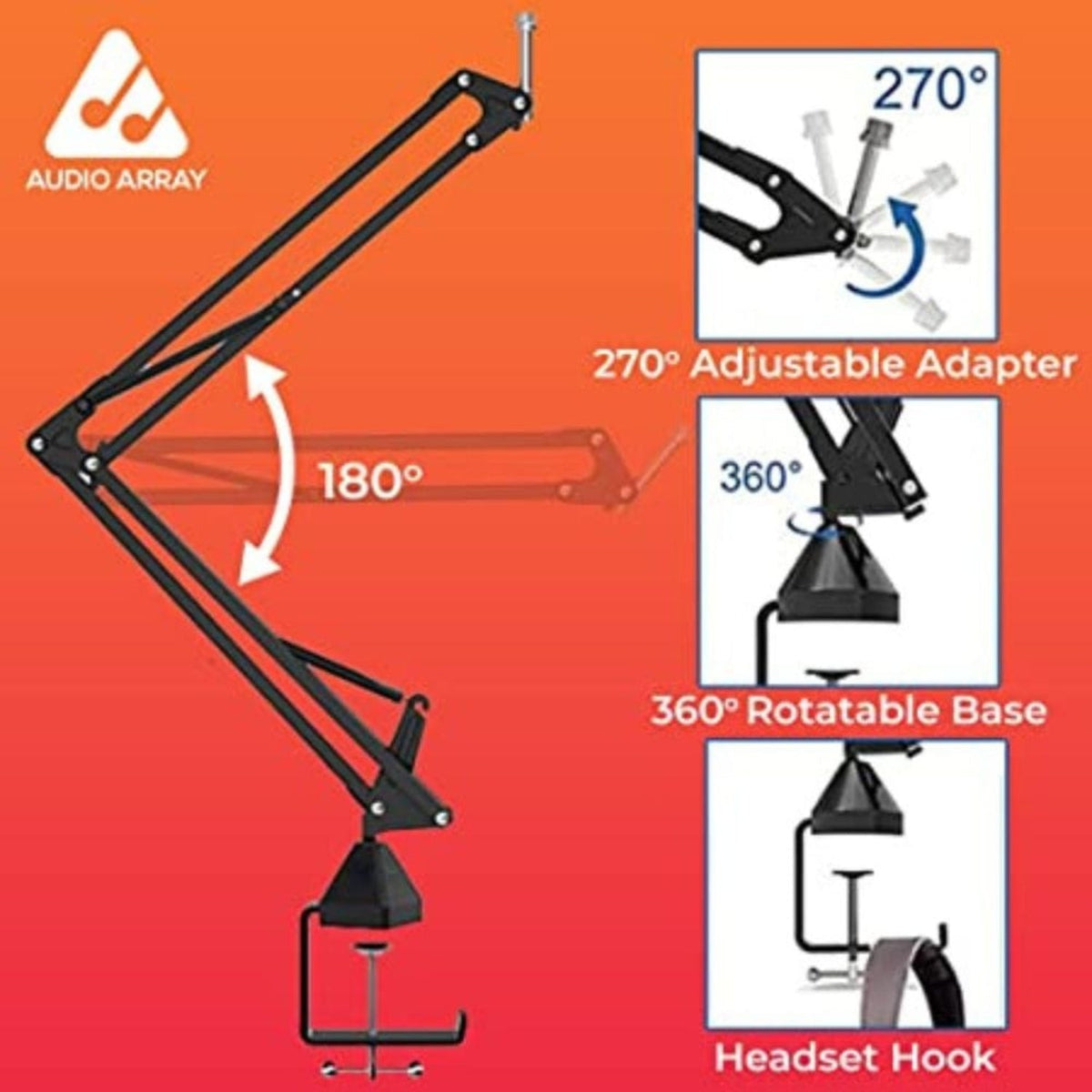 Audio Array AM-C2 XLR Condenser Microphone Kit with Pro Boom Arm