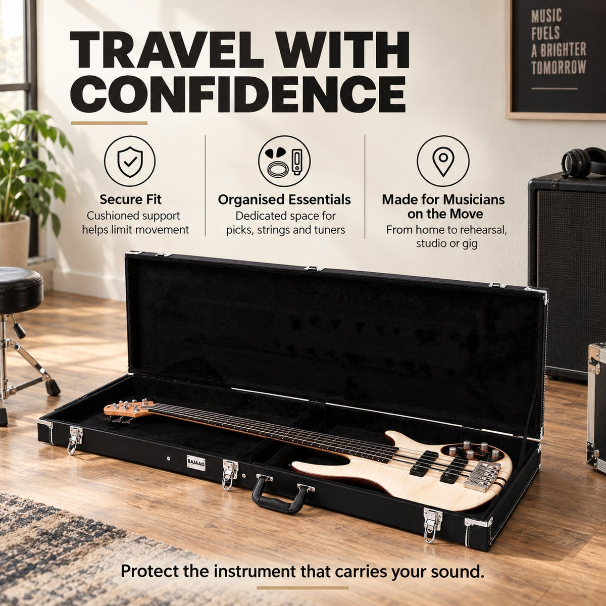 Bajaao Electric Bass Guitar Hardshell Case