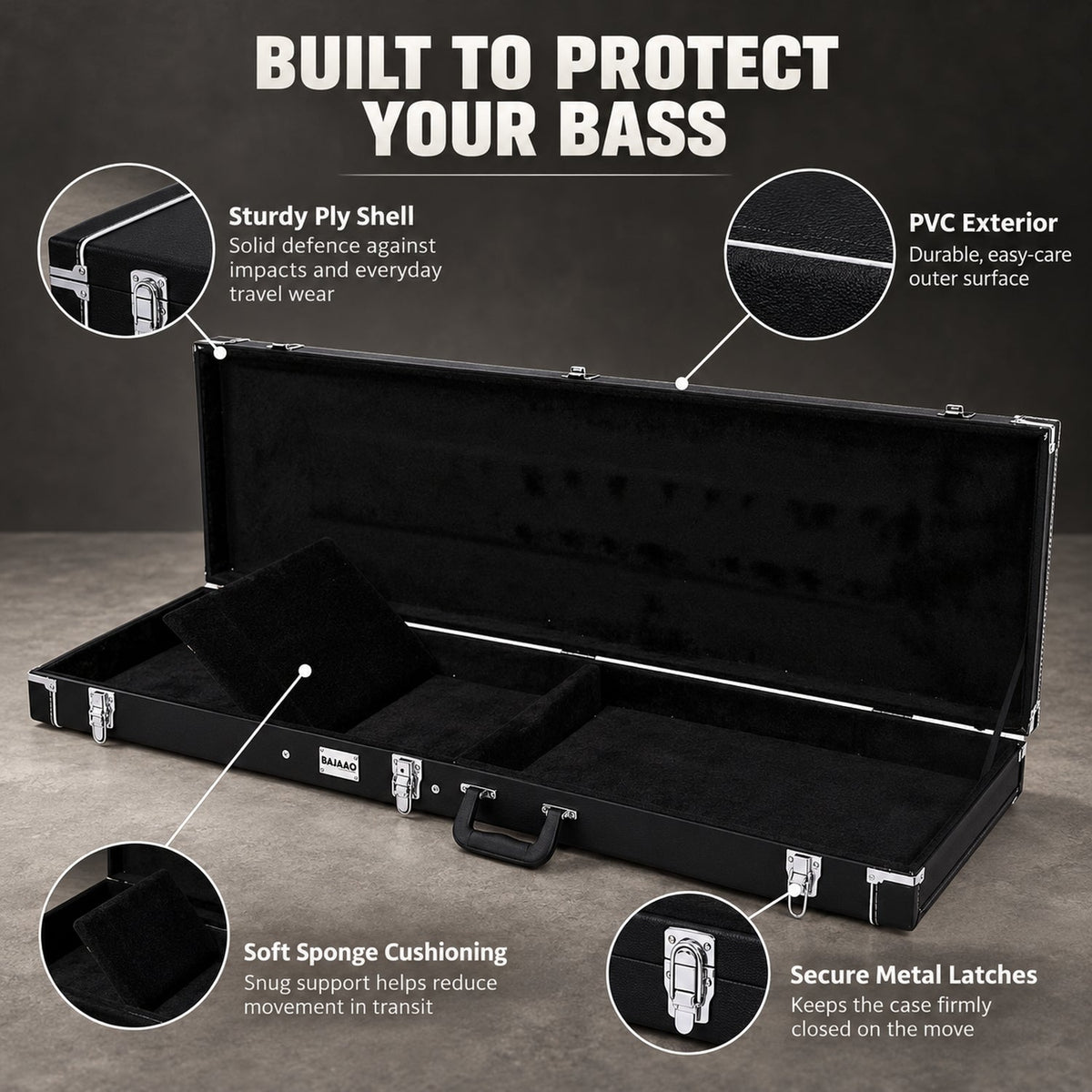 Bajaao Electric Bass Guitar Hardshell Case
