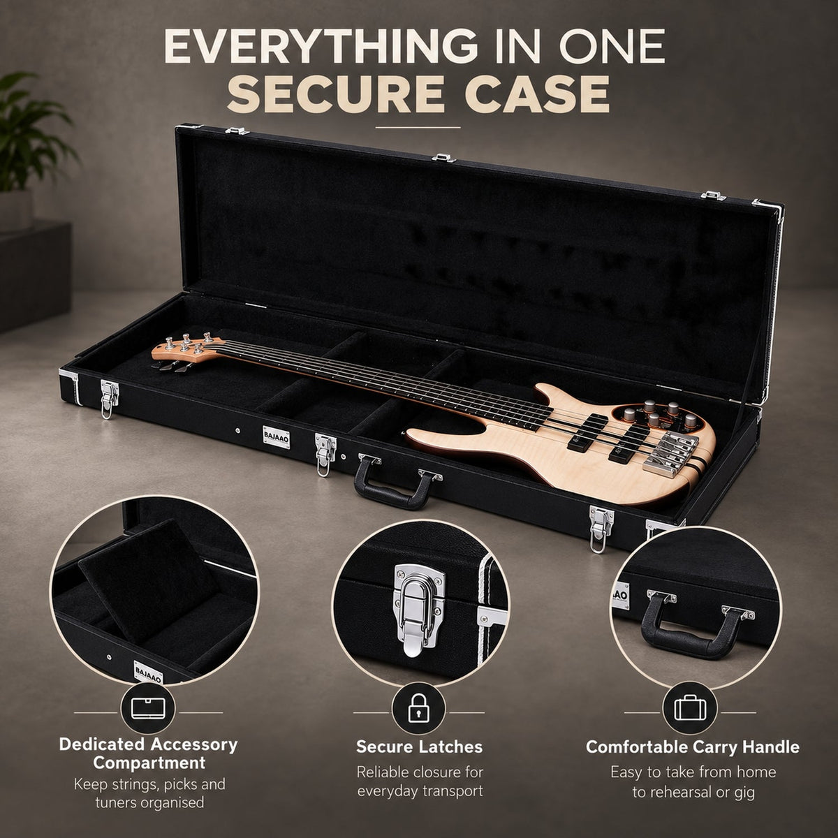 Bajaao Electric Bass Guitar Hardshell Case