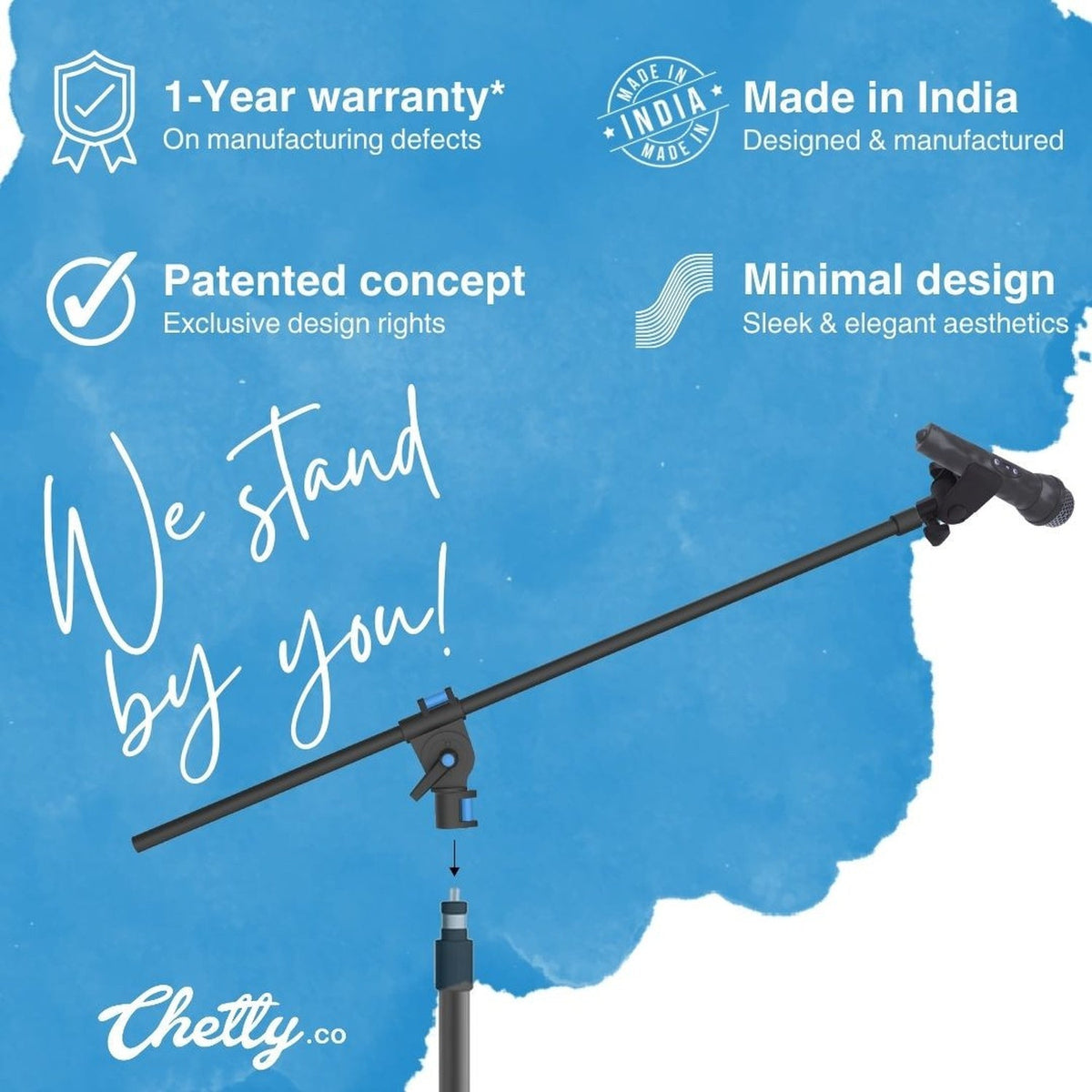 Chetty MT23 Mini Microphone Stand with Detachable Boom Arm