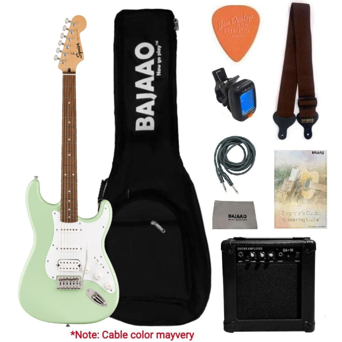 Fender Squier Sonic Stratocaster Electric Guitar with Guitar Amplifier, Gigbag,Polishing Cloth, Strap, Tuner, Pick, Cable and Ebook