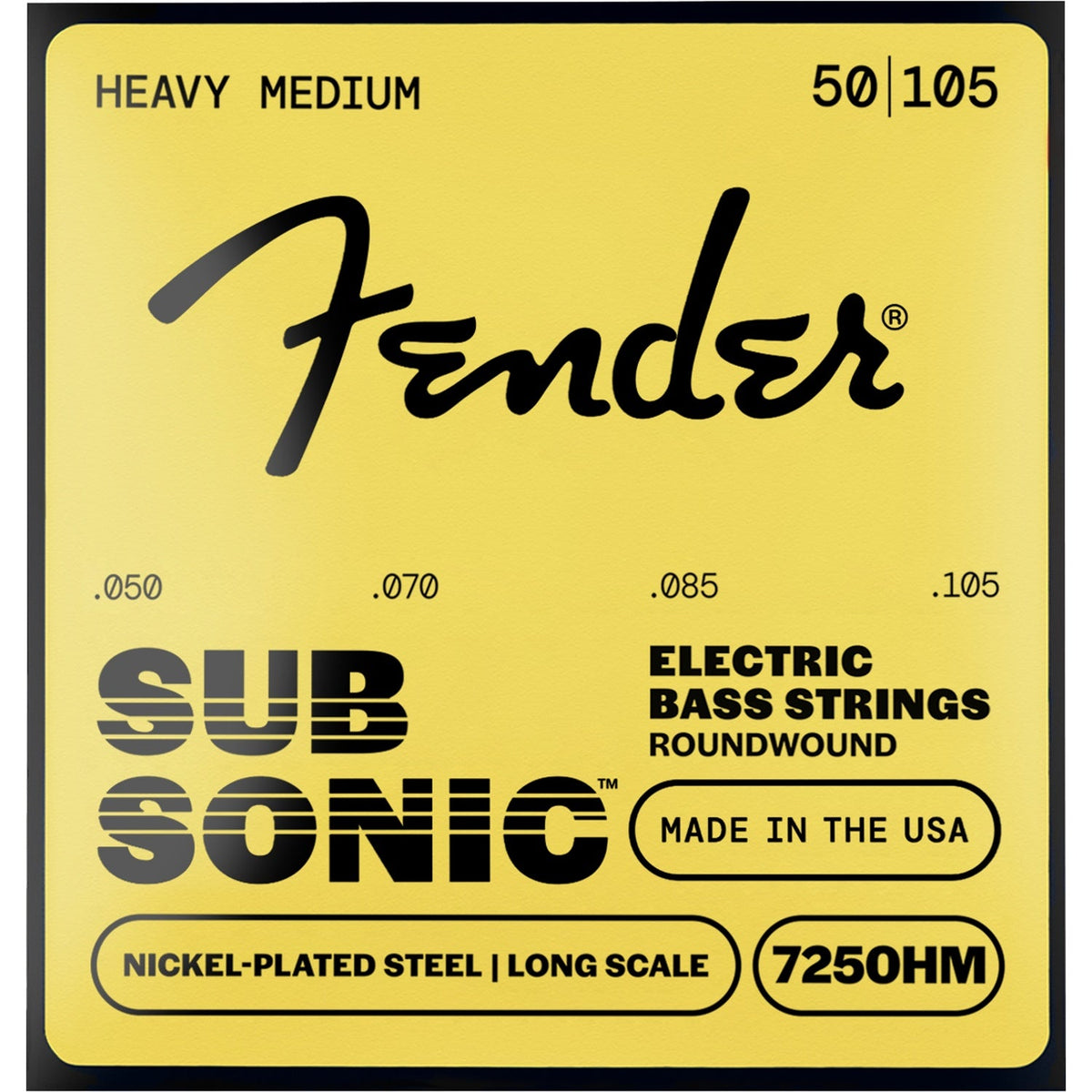 Fender SubSonic 7250 Nickel Plated Steel Bass Guitar Strings - 050-.105