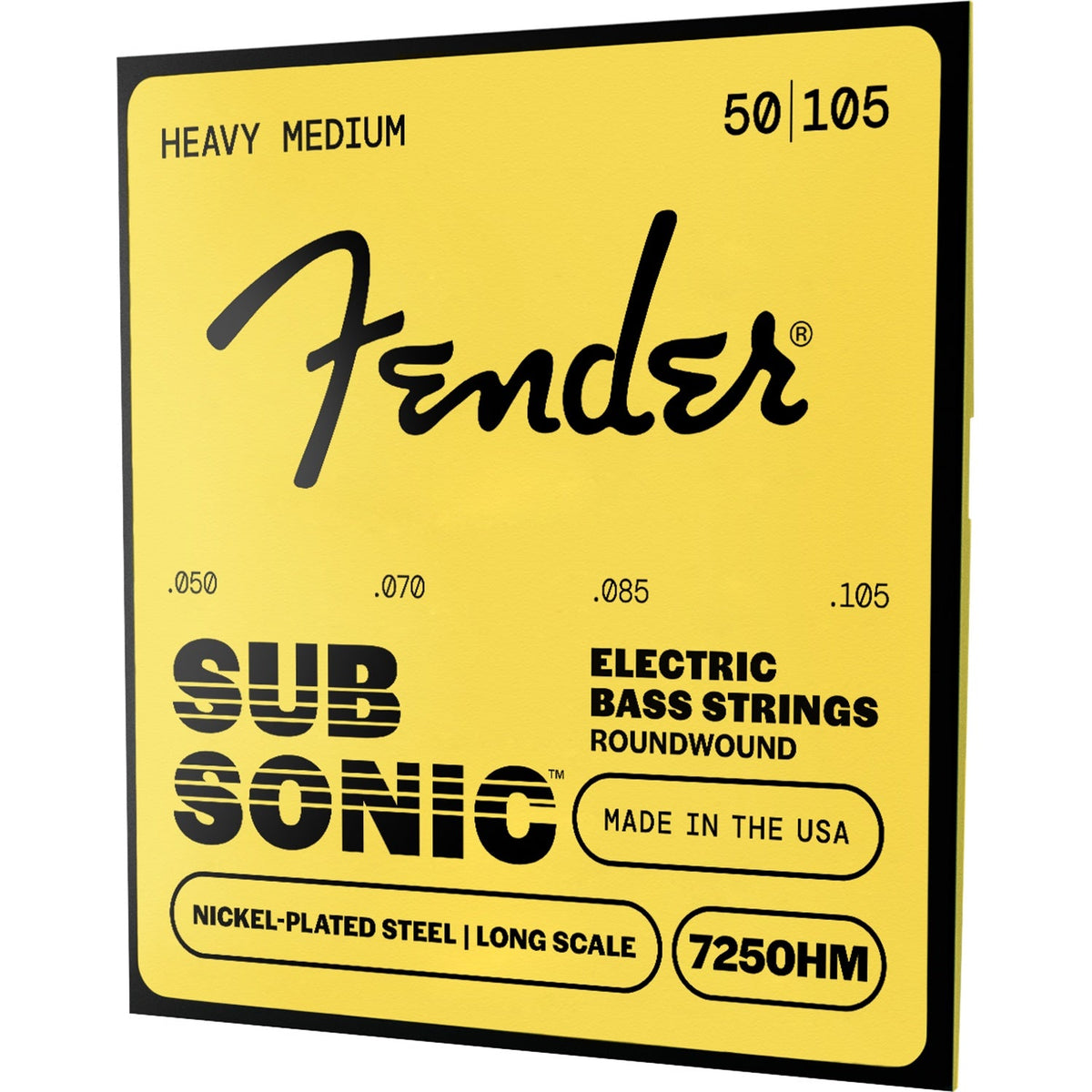 Fender SubSonic 7250 Nickel Plated Steel Bass Guitar Strings - 050-.105