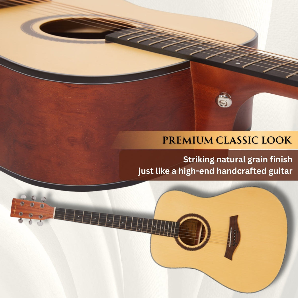 Vault DA25 Dreadnought Shape Acoustic Guitar with Bubinga Back and Sides
