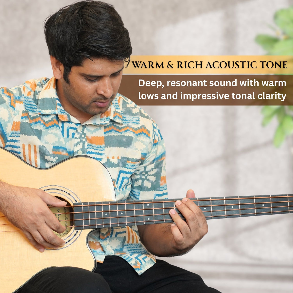 Vault EB40CE 4 String Solid-Top Acoustic Bass Guitar With EQ and Padded Gigbag - 34" Long Scale Length - Open Box