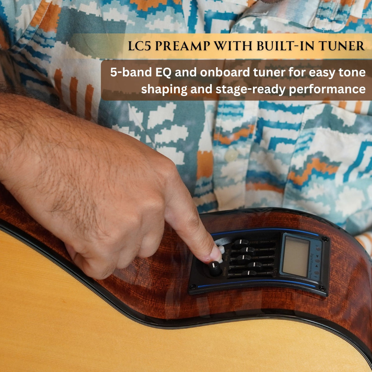 Vault EB40CE 4 String Solid-Top Acoustic Bass Guitar With EQ and Padded Gigbag - 34" Long Scale Length - Open Box