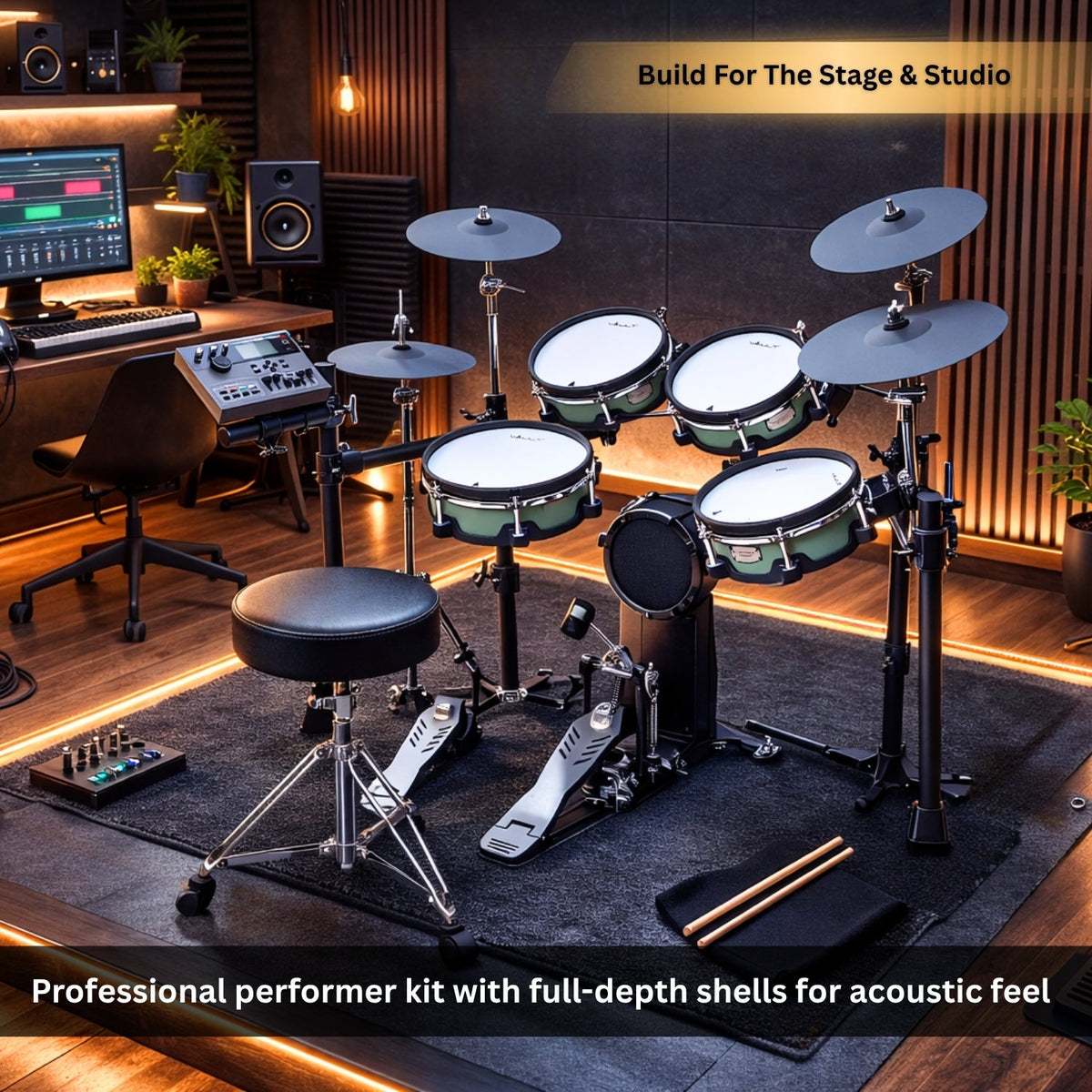 Vault Performer Electronic Drum Kit with Full-Size Mesh Pads, Triple Zone Cymbals and Advanced Module with 900+ Sounds