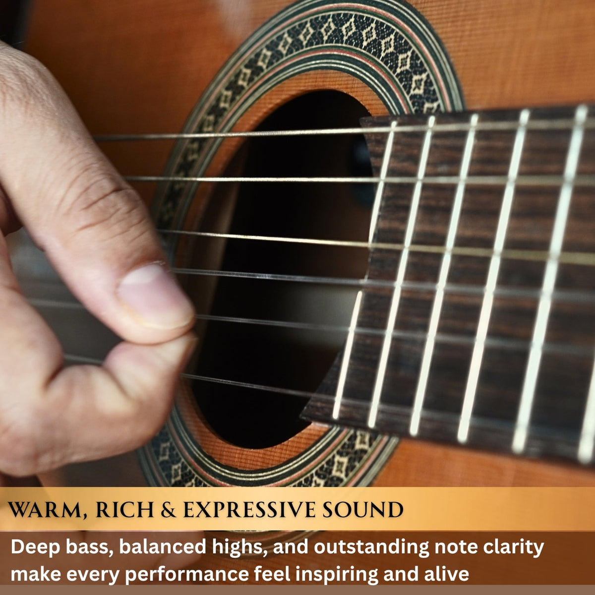 Vault Performer Pro Premium Classical Guitar with All Solid wood and Transacoustic EQ with Delay, Reverb, Chorus onboard effects and 25mm Paded Gigbag