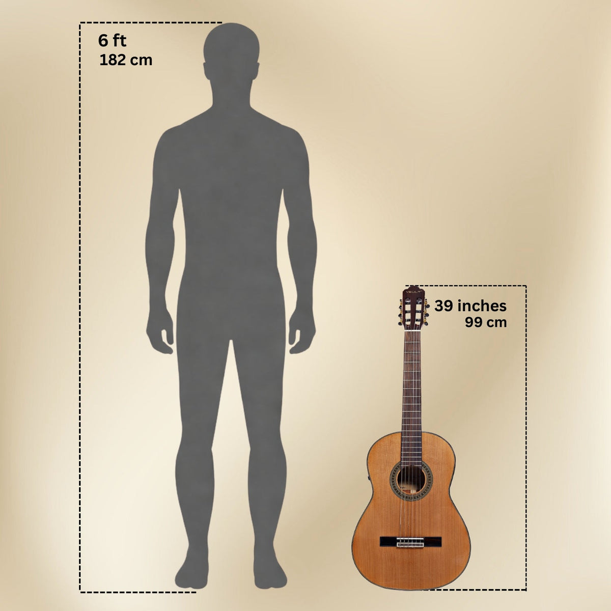 Vault Performer Pro Premium Classical Guitar with All Solid wood and Transacoustic EQ with Delay, Reverb, Chorus onboard effects and 25mm Paded Gigbag