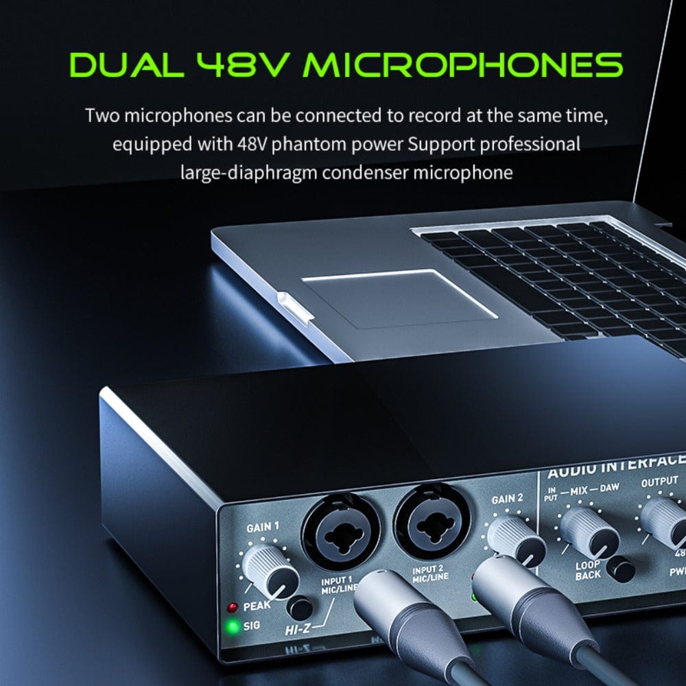 Audio Array AI-01 24 bit 192KHz 2in/2out Audio Interface with Gain Control Mono & Loop Back Button along with No Latency Monitoring for Recording Streaming and Podcasting