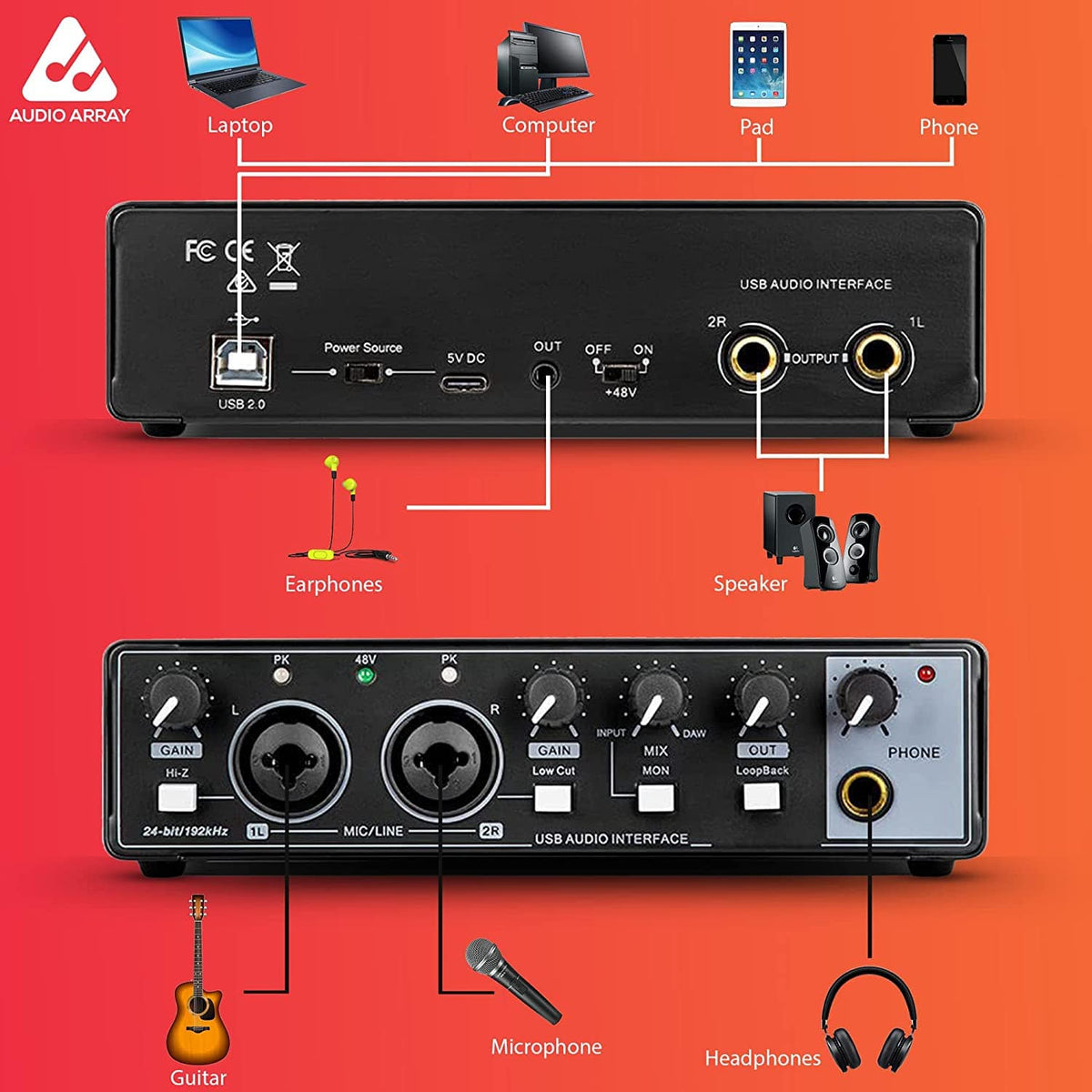 Audio Array AI-04 4 Channel Recording Studio Digital USB Audio Interface