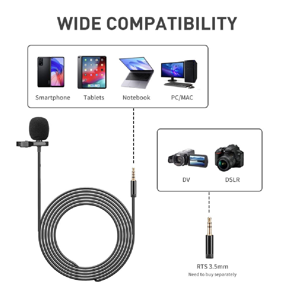 Audio Array AM-C16 Single Head Condenser Lavalier Lapel Mic with 3.5mm Connector