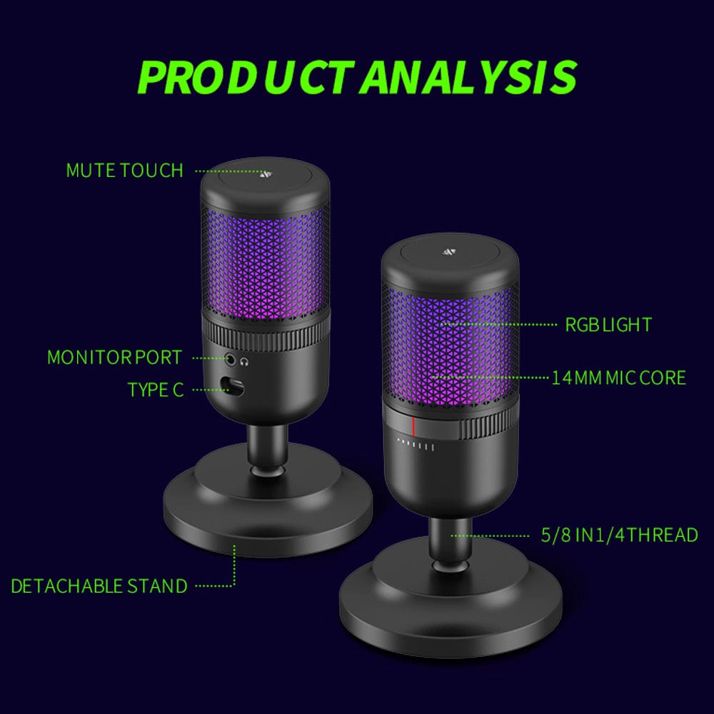 Audio Array AM-C22 Anti Interference Metal Tube RGB USB Microphone