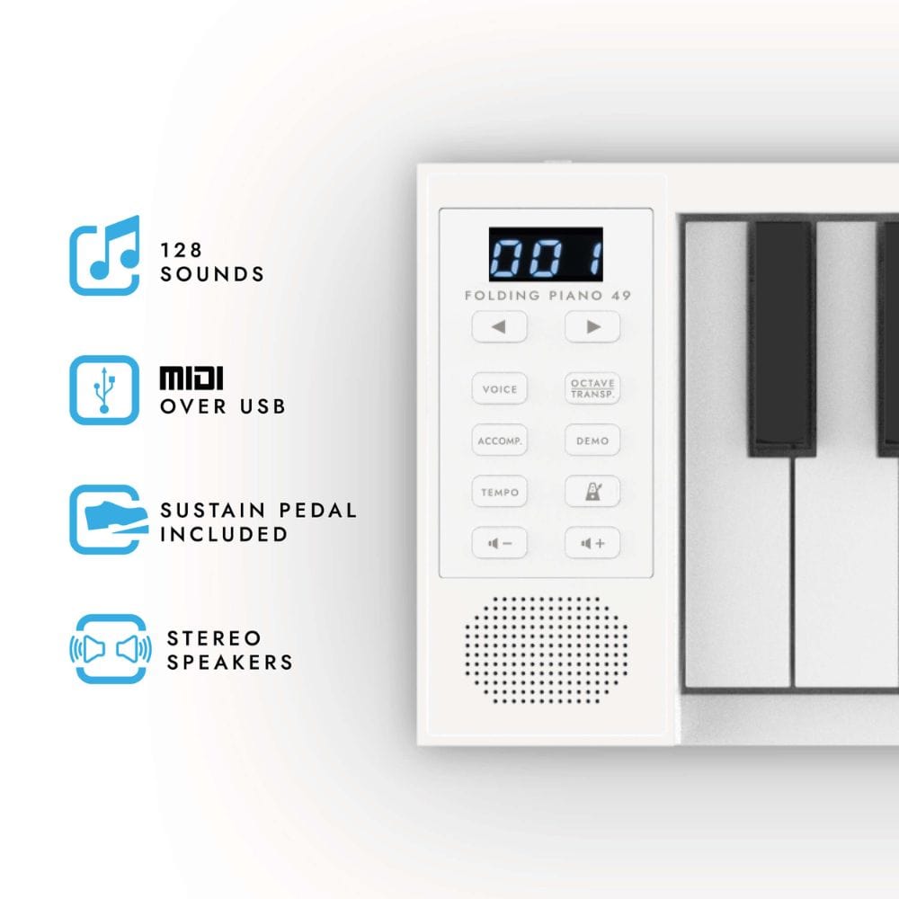 Carry-on FP49 49 Keys Folding Digital Piano - White