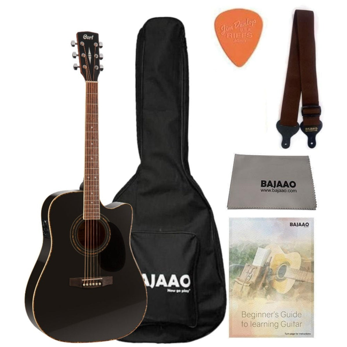 Cort AD880CE Cutaway Electro Acoustic Guitar with Gigbag, Strap, Polishing Cloth, Pick and Ebook