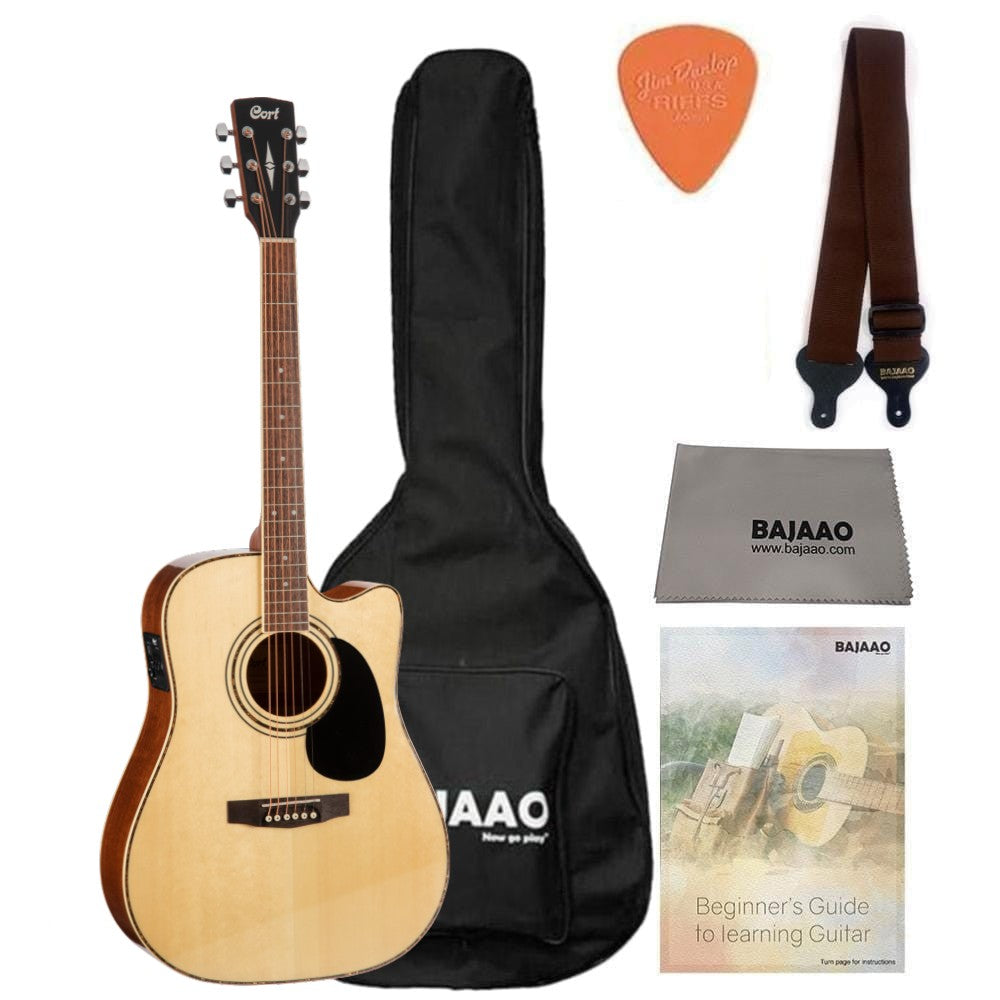 Cort AD880CE Cutaway Electro Acoustic Guitar with Gigbag, Strap, Polishing Cloth, Pick and Ebook