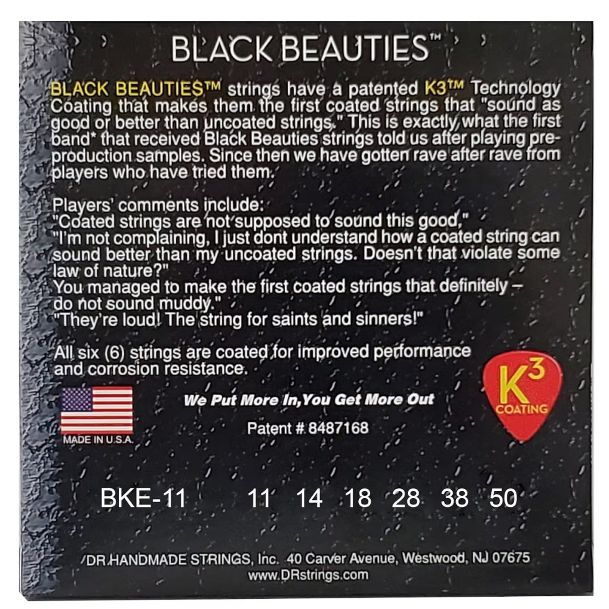 DR BKE-11 Black Beauties Heavy Electric Guitar Strings Set - .011-.050