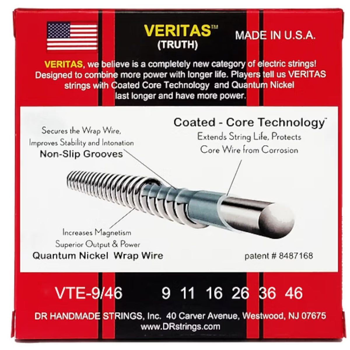 DR String VTE-9/46 Veritas Light to Medium Electric Guitar Strings Set - .009-.046