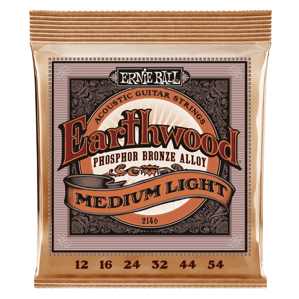Ernie Ball 3543 Medium Light Earthwood Phosphor Bronze Acoustic Guitar Strings - .12-.54