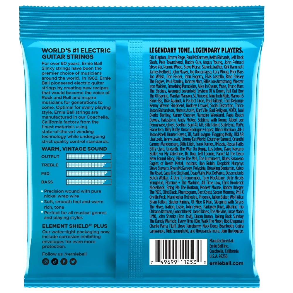 Ernie Ball 3255 Extra Slinky Classic Pure Nickel Electric Guitar Strings - Pack of 3 - .8-.38