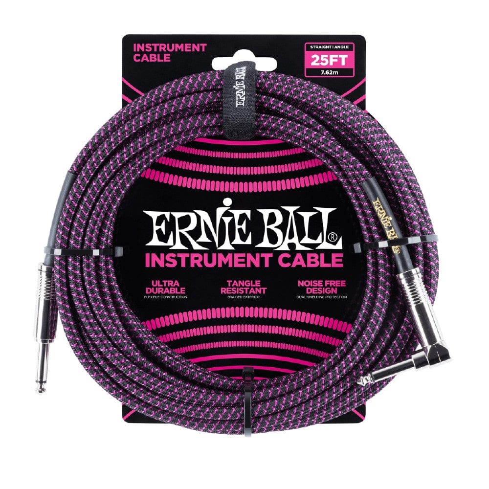Ernie Ball 25 Ft Braided Straight-Angle Instrument Cable