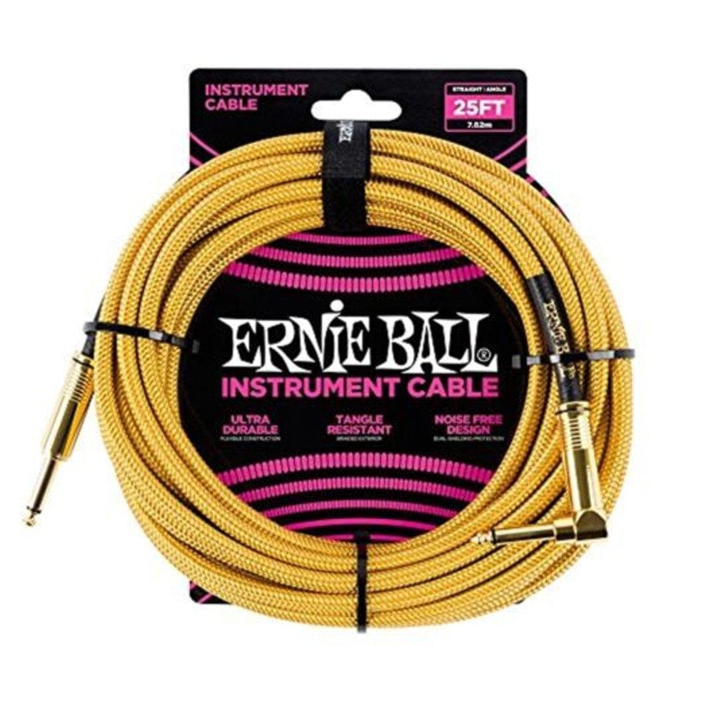 Ernie Ball 25 Ft Braided Straight-Angle Instrument Cable