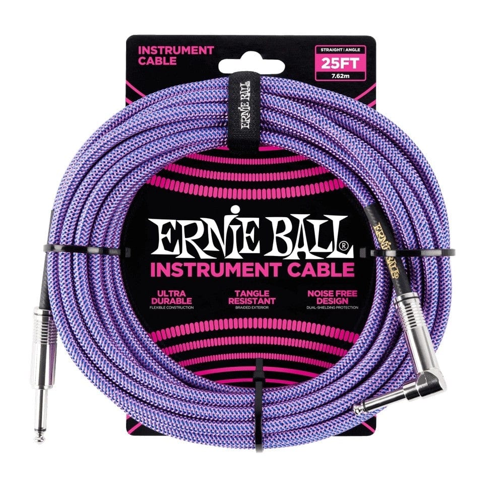 Ernie Ball 25 Ft Braided Straight-Angle Instrument Cable