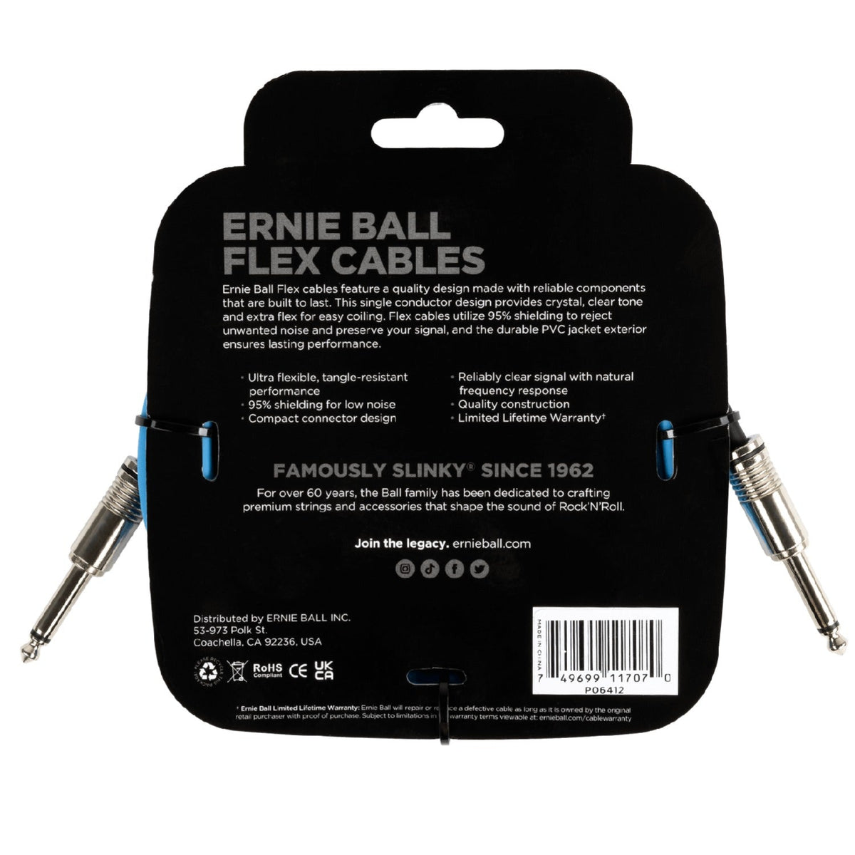Ernie Ball Flex 10 ft Straight to Straight Instrument Cable
