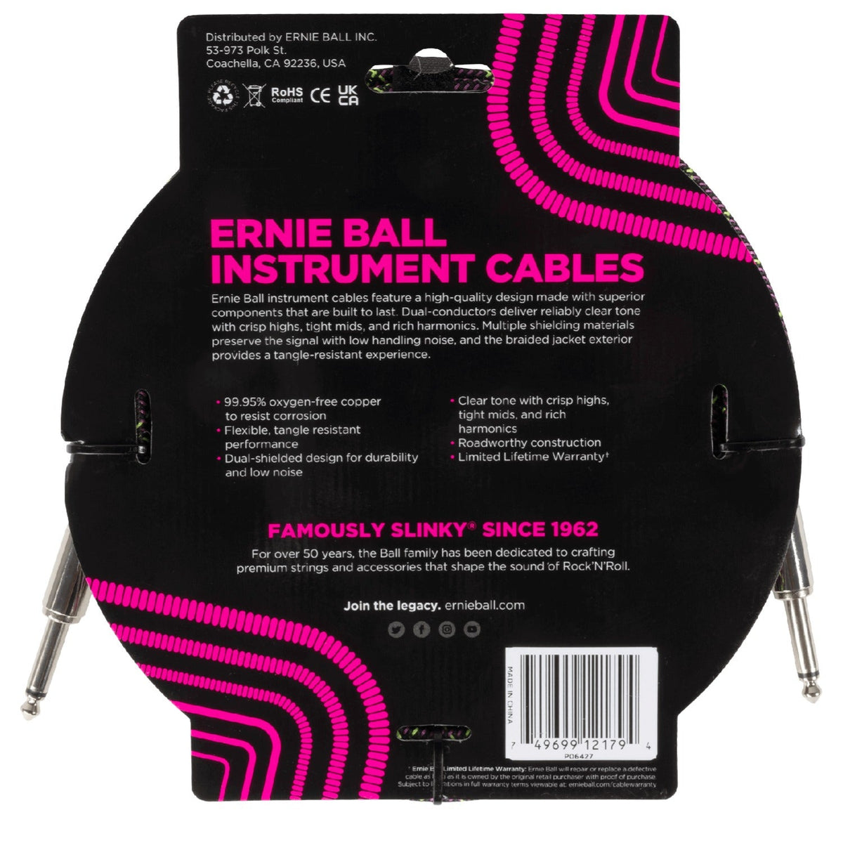 Ernie Ball Braided 10ft Straight/Straight Instrument Cable
