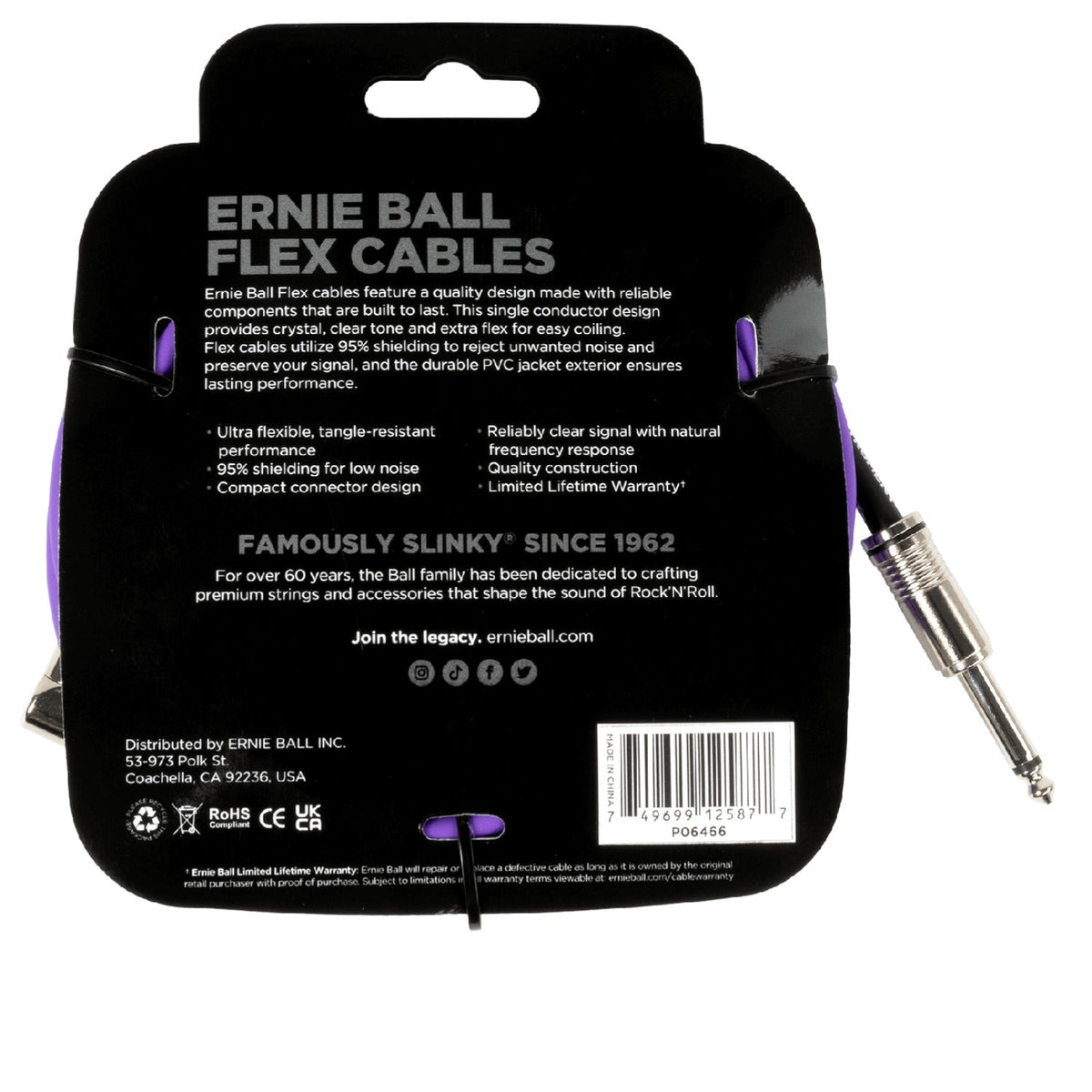 Ernie Ball Flex 20Ft Straight Angle Instrument Cable