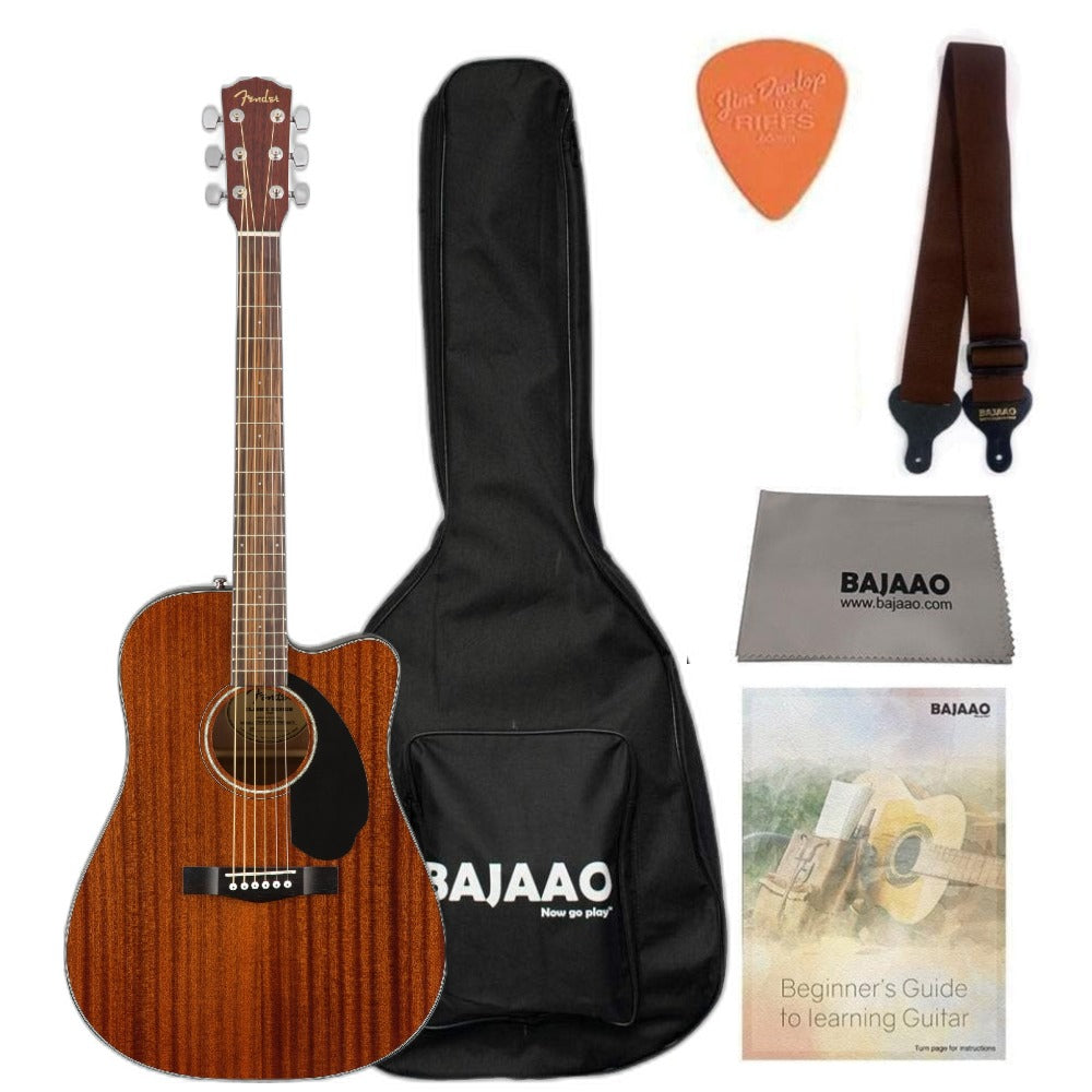 Fender CD-60SCE Dreadnought Electro-Acoustic Guitar with Gigbag, Strap, Polishing Cloth, Pick and Ebook