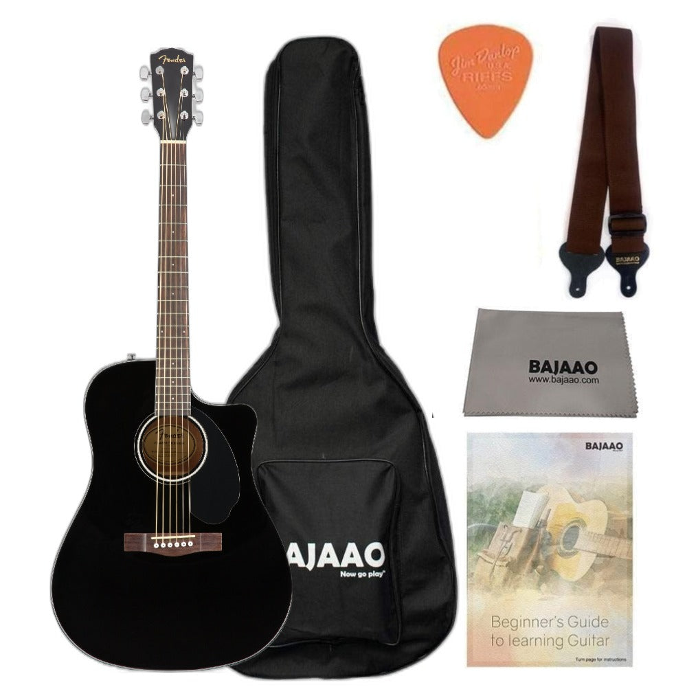 Fender CD-60SCE Dreadnought Electro-Acoustic Guitar with Gigbag, Strap, Polishing Cloth, Pick and Ebook