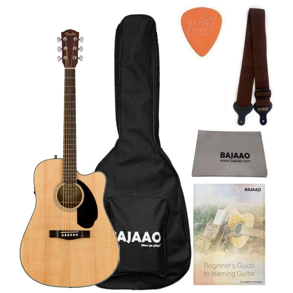 Fender CD-60SCE Dreadnought Electro-Acoustic Guitar with Gigbag, Strap, Polishing Cloth, Pick and Ebook