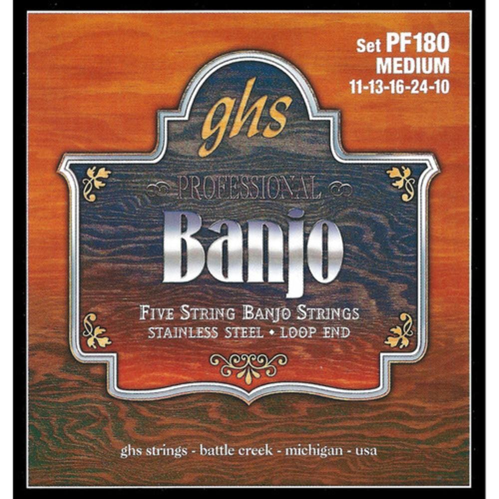 GHS PF180 Medium Guage Stainless Steel Banjo Strings with Loop End - 11-10