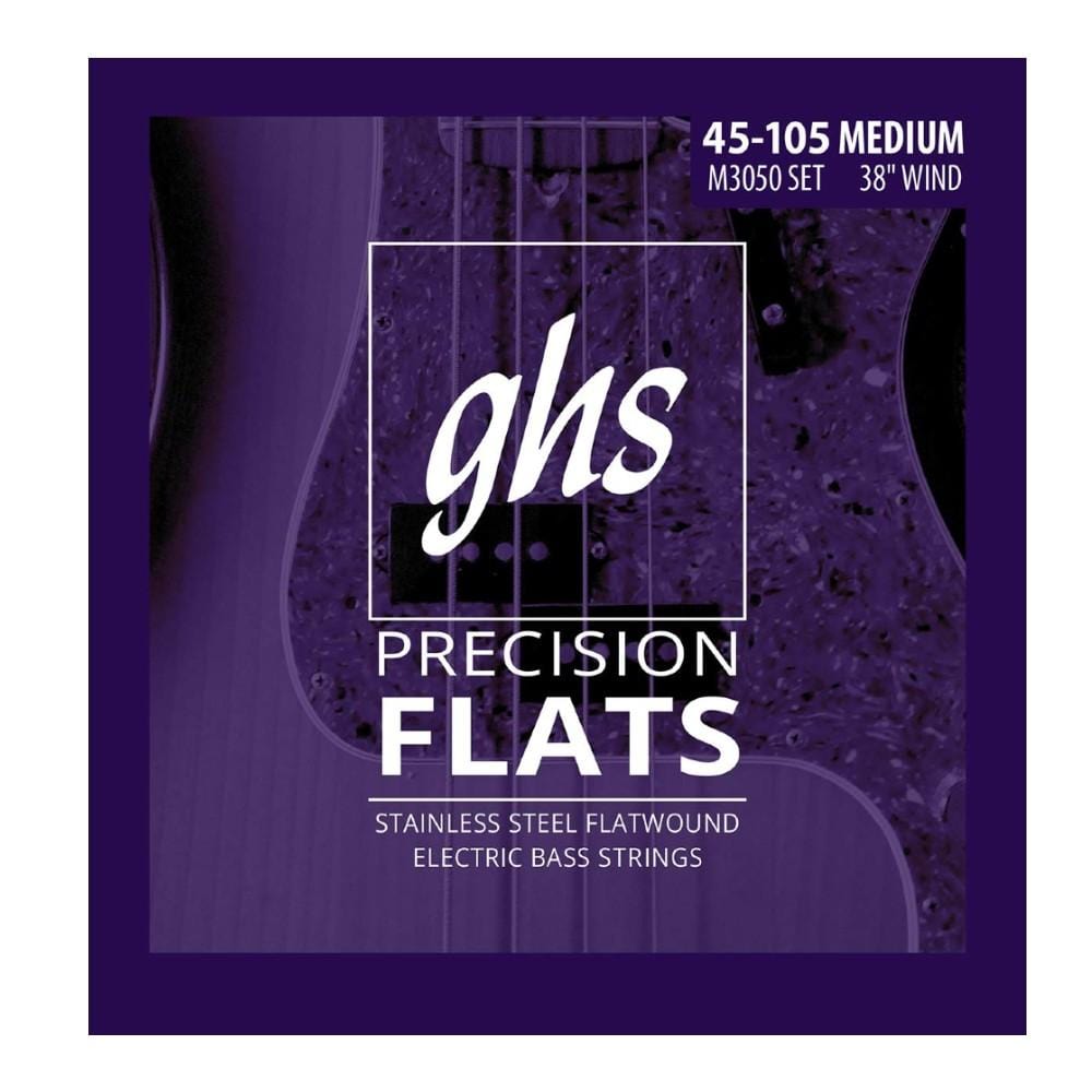 GHS Strings M3050 4-String Precision Flatwound Stainless Steel Bass Strings - Long Scale Plus - 45-105