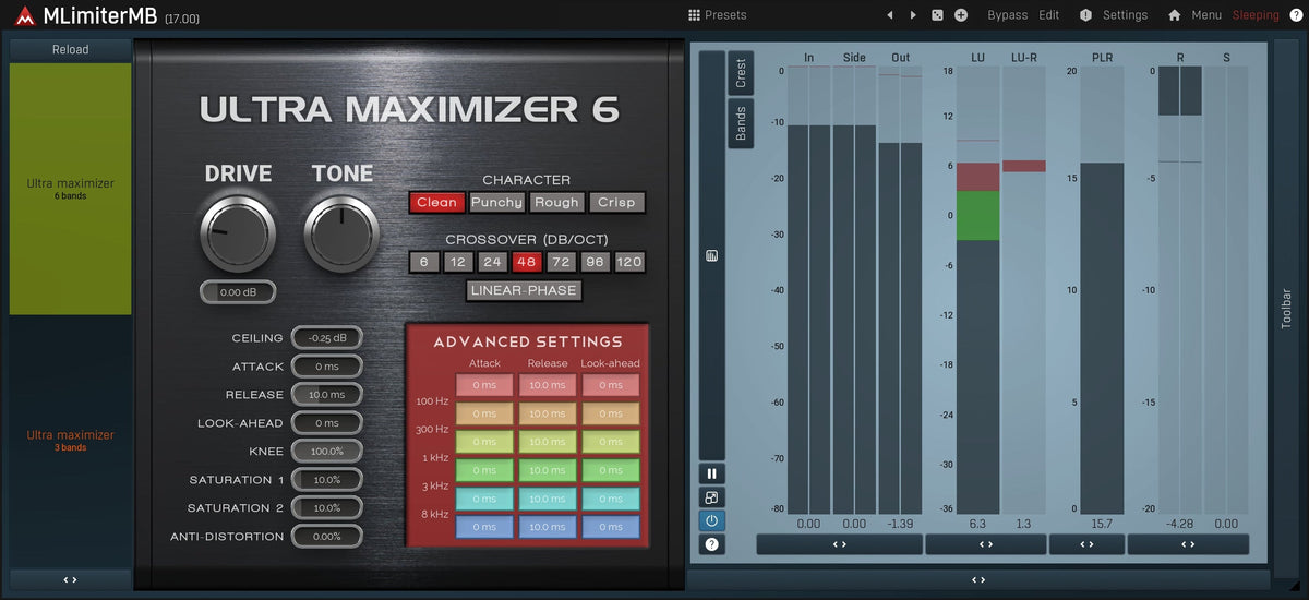 MELDA MLimiterMB Limiter – Professional Audio Software & Plugin