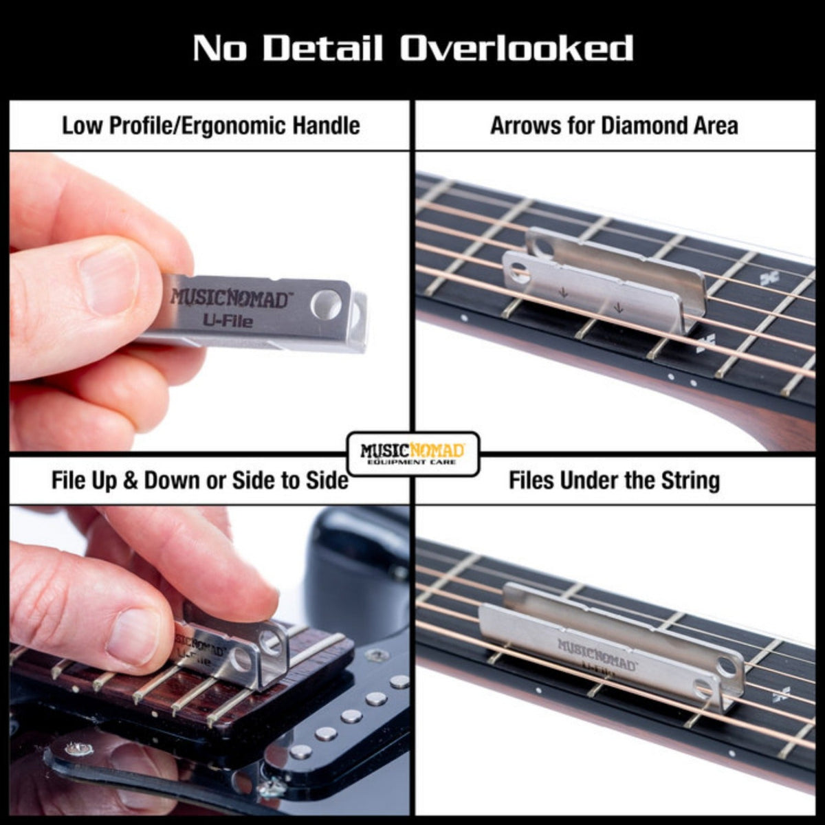 Music Nomad MN813 Diamond U-File for Leveling Single Guitar Fret Leveler - Pack of 3