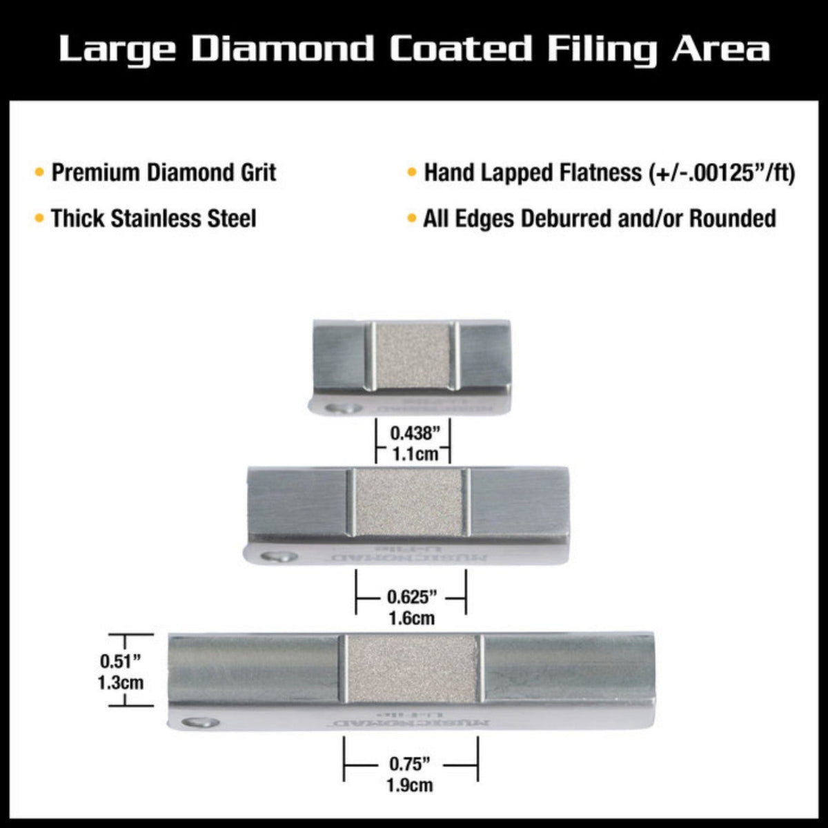 Music Nomad MN813 Diamond U-File for Leveling Single Guitar Fret Leveler - Pack of 3