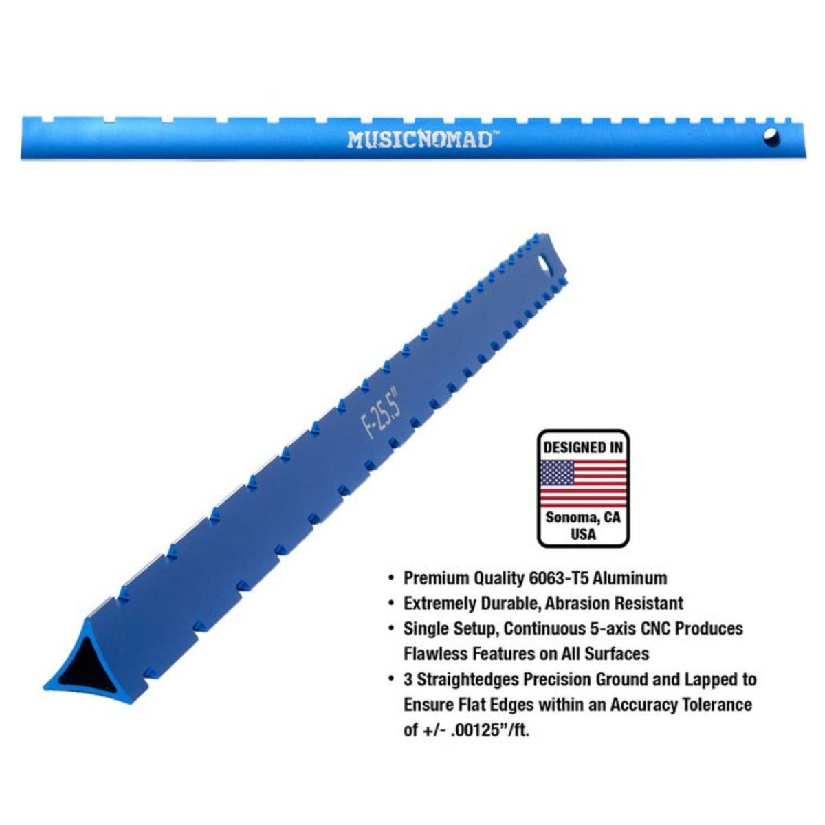 Music Nomad MN821 Tri-Beam 3 'n 1 Dual Notched Straightedge & Precision Straightedge