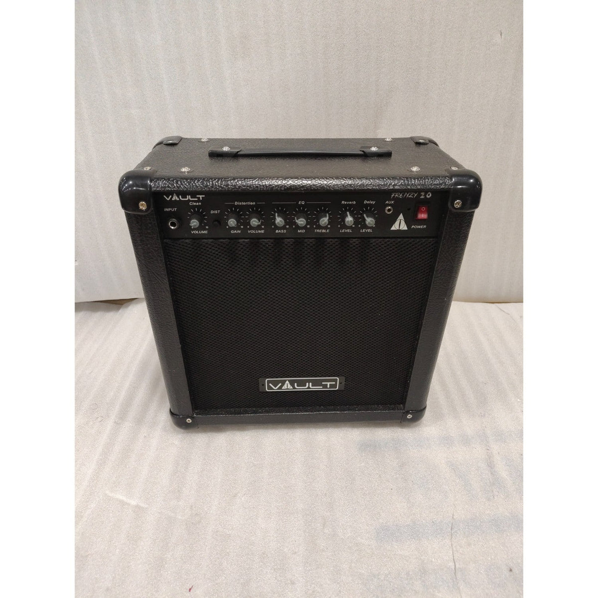 Vault Frenzy 20 Watt Combo Guitar Amplifier with Analog Distortion, Reverb & Delay All Playable Together - Open Box A Stock