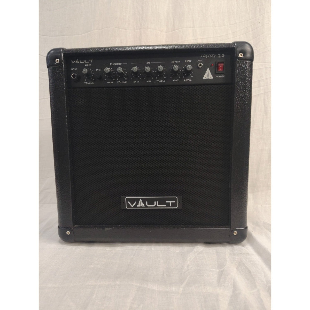 Vault Frenzy 20 Watt Combo Guitar Amplifier with Analog Distortion, Reverb & Delay All Playable Together - Open Box A Stock