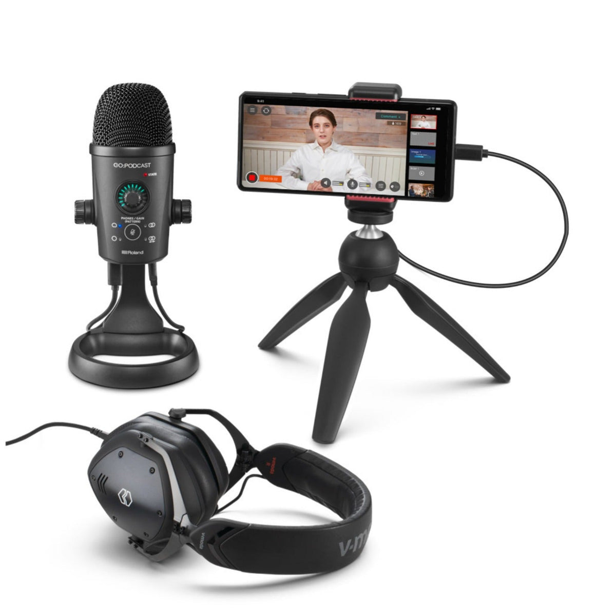 Roland GO PODCAST Video Podcasting Studio USB Microphone for Smartphones
