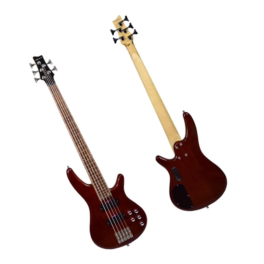 Vault Performer Pro RB5 Five String Electric Bass Guitar - High Gloss Solid Mahogany - Open Box