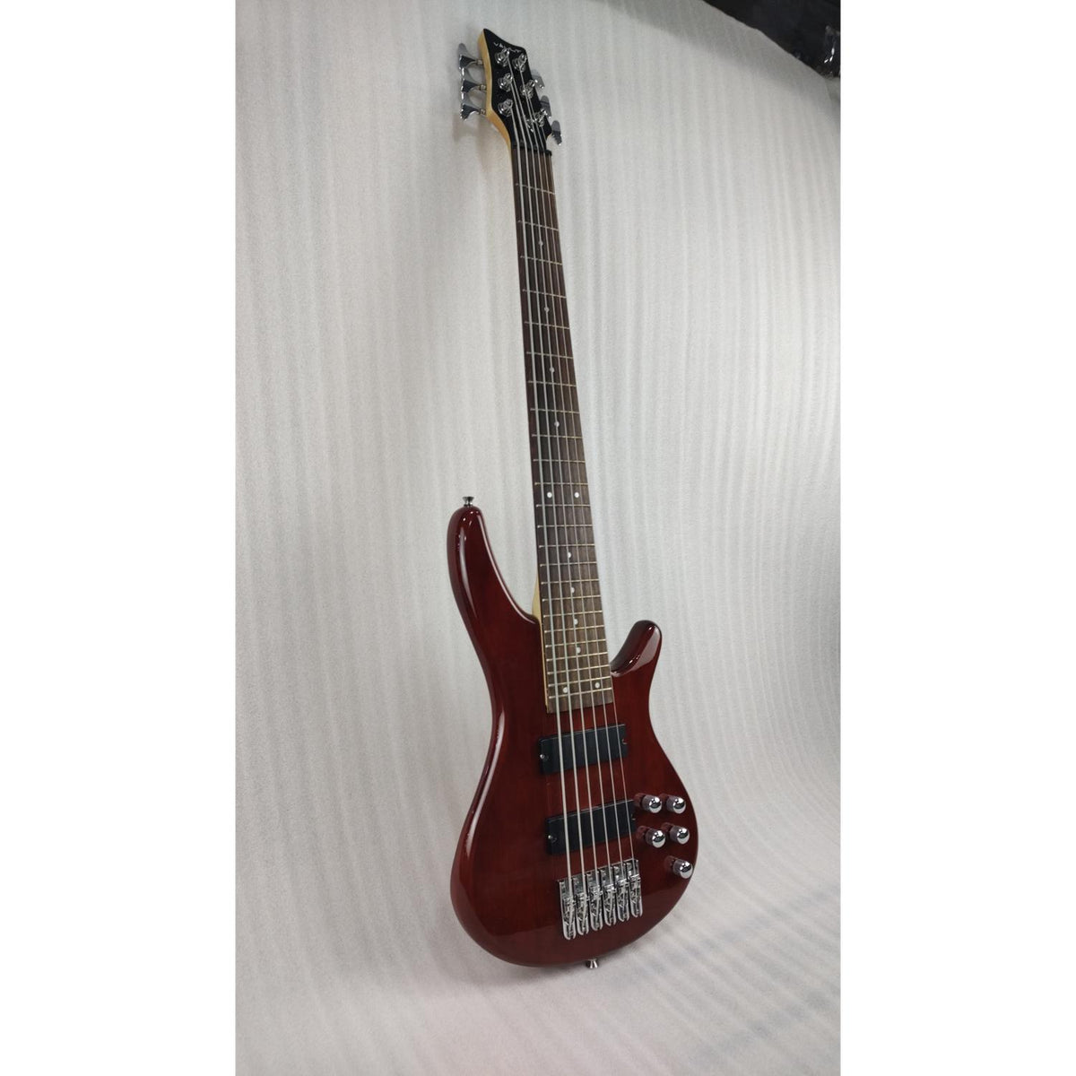 Vault Performer Pro RB6 Six String Electric Bass Guitar - High Gloss Solid Mahogany - Open Box