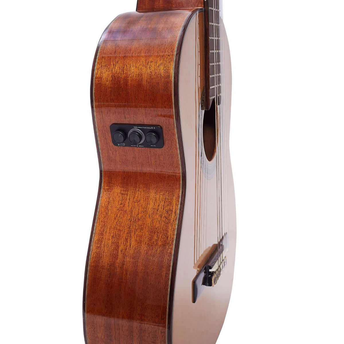 Vault Performer Pro Premium Classical Guitar with All Solid wood and Transacoustic EQ with Delay, Reverb, Chorus onboard effects and 25mm Paded Gigbag