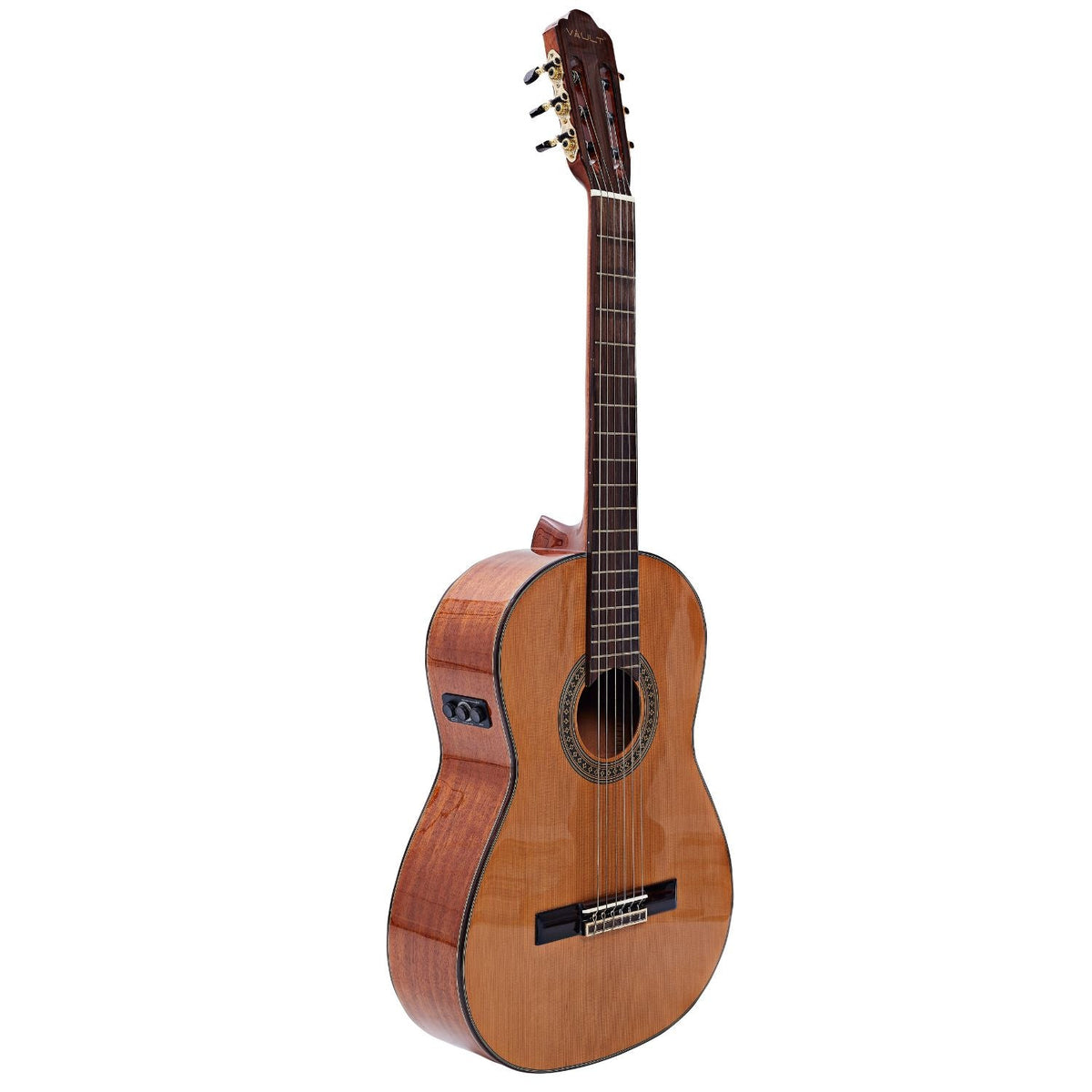 Vault Performer Pro Premium Classical Guitar with All Solid wood and Transacoustic EQ with Delay, Reverb, Chorus onboard effects and 25mm Paded Gigbag