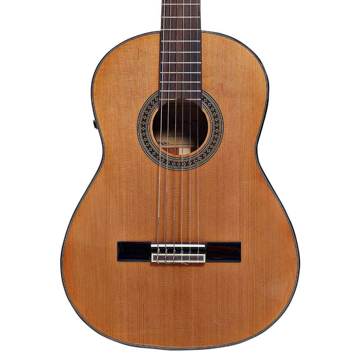 Vault Performer Pro Premium Classical Guitar with All Solid wood and Transacoustic EQ with Delay, Reverb, Chorus onboard effects and 25mm Paded Gigbag