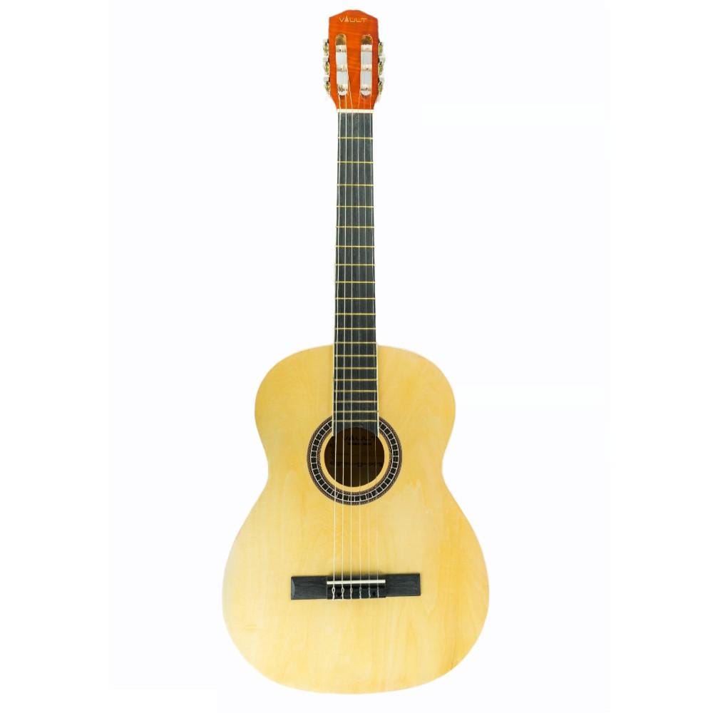 Vault CL-20 4/4 size Classical Guitar with Gigbag, Tuner, Strap, Polishing Cloth & Ebook - Natural Gloss