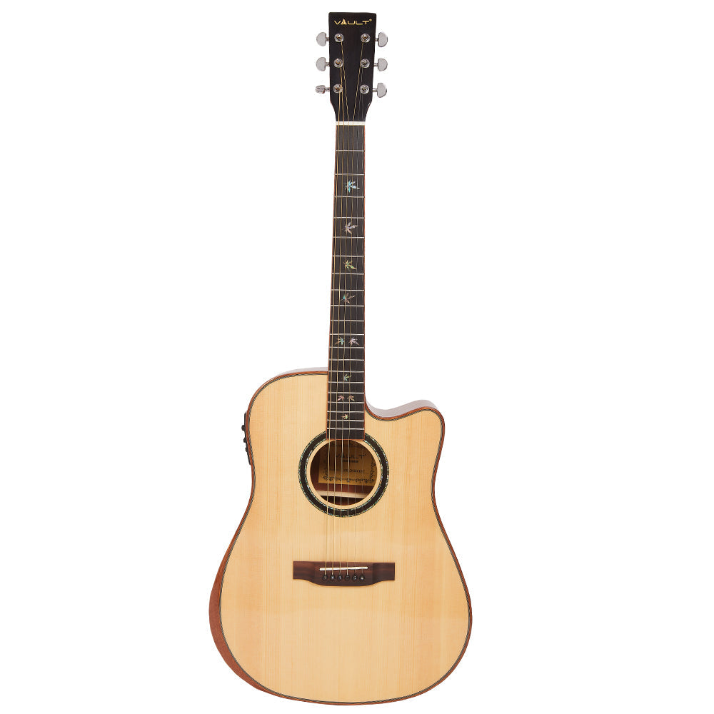 Vault DA60CE Premium Solid Spruce Top Electro Acoustic Guitar with Dual EQ and Armrest - Open Box